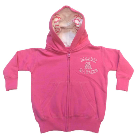Miami marlins saag bebé niñas rosa con cremallera completa chaqueta de béisbol de lana - sporting up