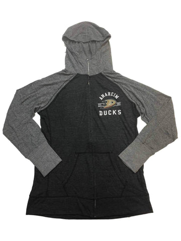 Shop Anaheim Ducks SAAG WOMEN Two-Tone Gray Full Zip Up Hooded Jacket - Sporting Up