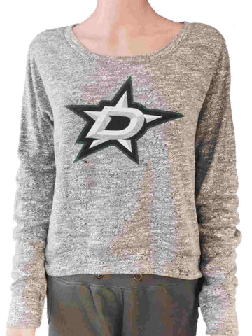 Shop Dallas Stars SAAG WOMEN Gray Static Tri-Blend Cropped Long Sleeve Sweater - Sporting Up