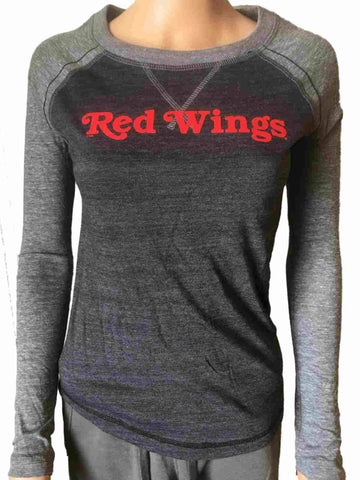 Detroit Red Wings Saag Damen zweifarbiges graues Tri-Blend-Langarm-T-Shirt – sportlich