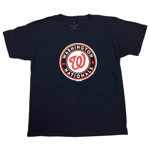 T-shirt bleu marine à manches courtes 100 % coton pour jeunes enfants des Nationals de Washington - Sporting Up