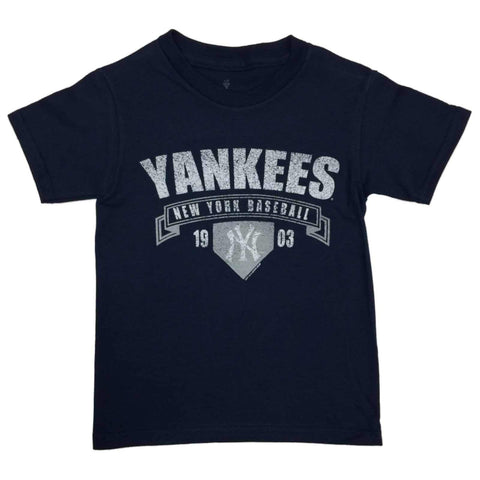 New York Yankees Saag Marineblaues, kurzärmliges Kinder-T-Shirt aus 100 % Baumwolle – sportlich
