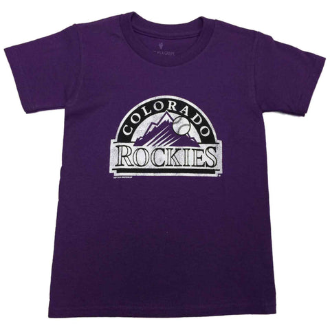 Colorado rockies saag camiseta morada de manga corta para niños jóvenes 100% algodón - sporting up