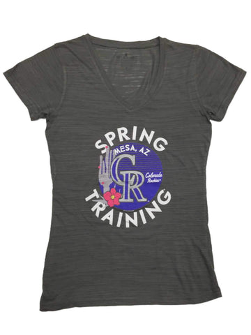 Compre camiseta con cuello en v de entrenamiento de primavera de colorado rockies saag para mujer gris mesa, az - sporting up