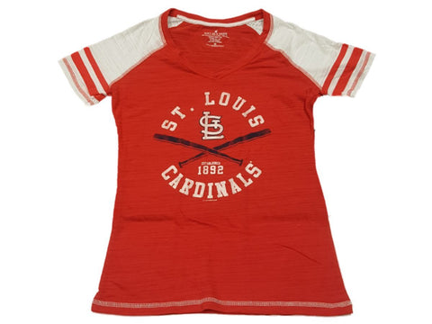 Shop St. Louis Cardinals SAAG WOMENS Red Burnout Bat Logo Jersey Style V-Neck - Sporting Up