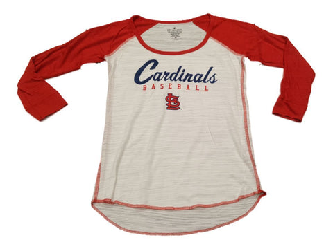 St. Louis Cardinals SAAG WOMEN White Burnout 3/4 Sleeve Scoop Neck T-Shirt