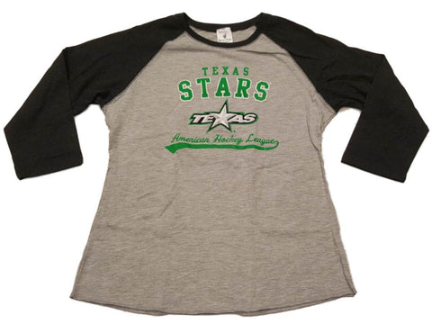 Dallas Stars Saag Damen-T-Shirt in zweifarbigem Grau mit 3/4-Ärmeln und Rundhalsausschnitt – sportlich