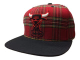 Chicago Bulls Mitchell & Ness Plaid Windy City Adj. Snapback Flat Bill Hat Cap - Sporting Up