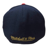Chicago Bulls Mitchell & Ness Navy Red Gold Fitted Flat Bill Hat Cap (7 3/8) - Sporting Up