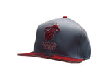 Miami Heat Mitchell & Ness Gray Red Fitted Structured Flat Bill Hat Cap (7 3/8) - Sporting Up