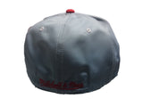 Miami Heat Mitchell & Ness Gray Red Fitted Structured Flat Bill Hat Cap (7 3/8) - Sporting Up
