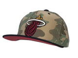 Miami Heat Mitchell & Ness Camouflage Adj. Structured Snapback Flat Bill Hat Cap - Sporting Up
