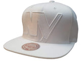 New York Islanders Mitchell & Ness White Adjustable Structured Flat Bill Hat Cap - Sporting Up