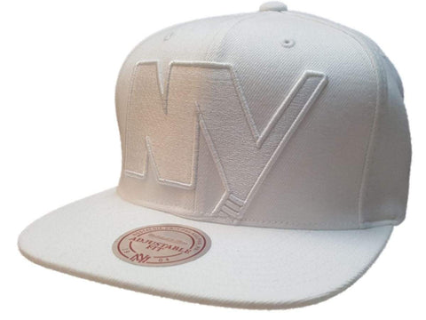 Shop New York Islanders Mitchell & Ness White Adjustable Structured Flat Bill Hat Cap - Sporting Up