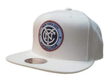 New York City FC Mitchell & Ness White Structured Adjustable Flat Bill Hat Cap - Sporting Up