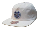 New York City FC Mitchell & Ness White Nylon Painter Style Flat Bill Adj Hat Cap - Sporting Up