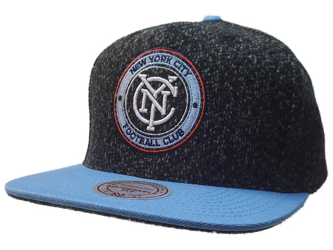 New York City FC Mitchell & Ness gris structuré adj. chapeau snapback à bec plat - sporting up