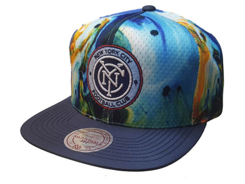 Shop New York City FC Mitchell & Ness Tie-Dye Design Structured Adj. Flat Bill Hat - Sporting Up