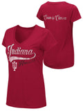 Indiana hoosiers colisseum mujer camiseta con cuello en v rojo crema y carmesí - sporting up