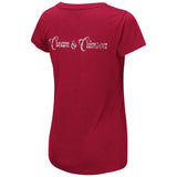 Indiana hoosiers colisseum mujer camiseta con cuello en v rojo crema y carmesí - sporting up