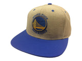Golden State Warriors Mitchell & Ness Tan & Blue Snapback Flat Bill Hat Cap - Sporting Up