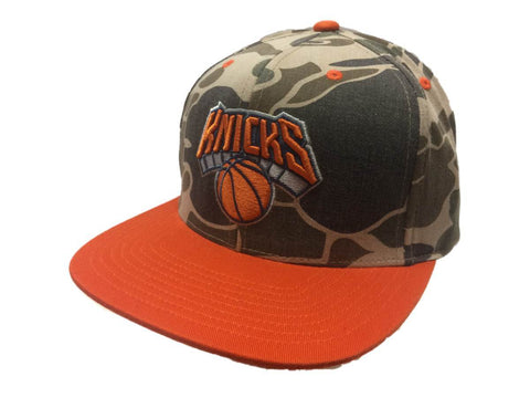 Shop New York Knicks Mitchell & Ness Camo & Orange Adj. Snapback Flat Bill Hat Cap - Sporting Up