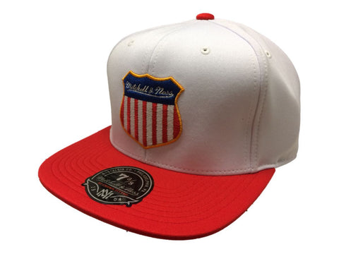 Shop Mitchell & Ness White Red & Blue Hi Crown Fitted Flat Bill Hat Cap (7 3/8) - Sporting Up