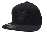 Chicago Bulls Mitchell & Ness Black Chameleon Logo Fitted Flat Bill Hat (7 3/8) - Sporting Up