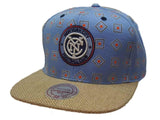 New York City FC Mitchell & Ness Blue Square Pattern Flat Bill Snapback Hat - Sporting Up