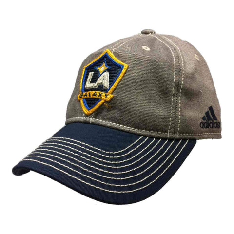 Los Angeles Galaxy Adidas Gray Adj Relaxed Slouch Strapback Baseball Hat Cap - Sporting Up