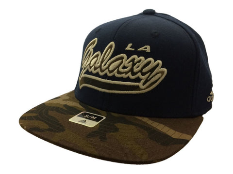 Shop Los Angeles Galaxy Adidas FitMax 70 Navy Camo Structured Flat Bill Hat (S/M) - Sporting Up