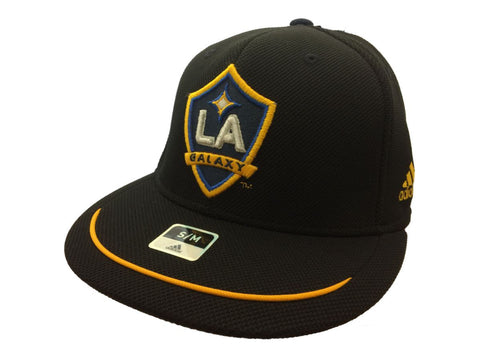 Shop Los Angeles Galaxy Adidas FitMax 70 Black Structured Fitted Flat Bill Hat (S/M) - Sporting Up