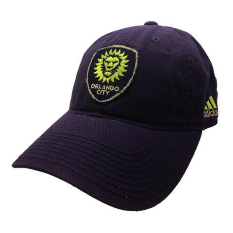 Orlando City SC Adidas Purple Neon Logo Relaxed Slouch Adj Strapback Hat Cap - Sporting Up