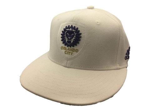 Orlando City SC Adidas SuperFlex White Structured Round Flat Bill Hat Cap (S/M) - Sporting Up