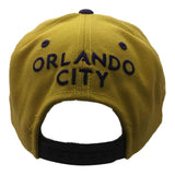 Orlando City SC Adidas Gold Padded Bill Adjustable Snapback Flat Bill Hat Cap - Sporting Up