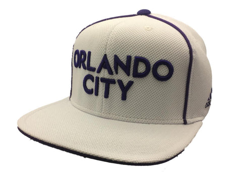 Shop Orlando City SC Adidas White Textured Adj Structured Flat Bill Snapback Hat Cap - Sporting Up
