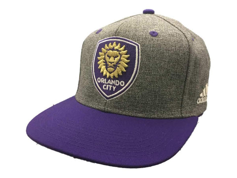 Orlando City SC adidas gris violet structuré ajusté plat bill snapback chapeau casquette - sporting up