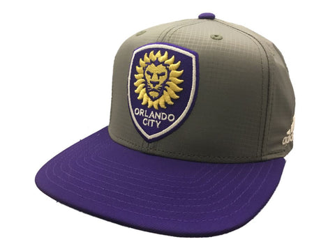 Orlando City SC Adidas Gray Nylon Adj Structured Flat Bill Snapback Hat Cap - Sporting Up