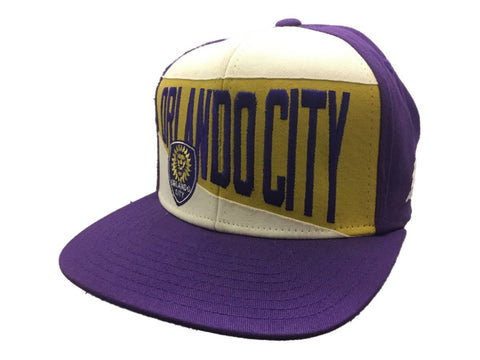 Orlando City SC Adidas Purple Retro Style Logo Adj Flat Bill Snapback Hat Cap - Sporting Up