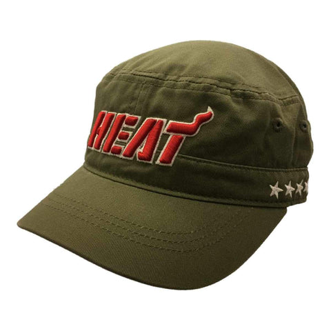 Shop Miami Heat Adidas WOMENS Olive Green Adj Relaxed Snapback Cadet Hat Cap - Sporting Up