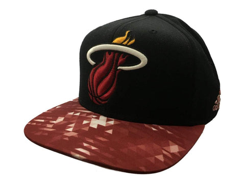 Miami Heat Adidas Black Abstract Pattern Structured Strapback Flat Bill Hat Cap - Sporting Up