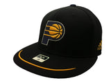 Indiana Pacers Adidas FitMax 70 Black Structured Fitted Flat Bill Hat Cap (S/M) - Sporting Up