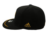 Indiana Pacers Adidas FitMax 70 Black Structured Fitted Flat Bill Hat Cap (S/M) - Sporting Up