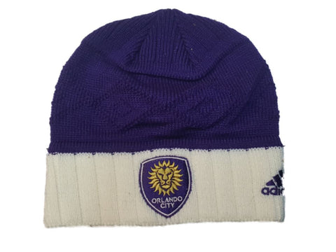 Orlando City SC Adidas Violet et Blanc Acrylique Knit Skull Beanie Hat Cap - Sporting Up