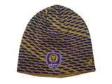Orlando City SC Adidas Gold & Purple Patterned Acrylic Knit Skull Beanie Hat Cap - Sporting Up