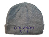 Orlando City SC Adidas YOUTH Gray Acrylic Knit Cuffed Skull Beanie Hat Cap - Sporting Up