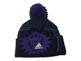Orlando City SC Adidas Black Purple Acrylic Knit Cuffed Beanie Hat Cap with Poof - Sporting Up