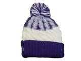 Orlando City SC Adidas White Purple Thick Knit Cuffed Beanie Hat Cap with Poof - Sporting Up