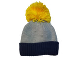 Los Angeles Galaxy Adidas Gray Thick Knit Cuffed Beanie Hat Cap Oversized Poof - Sporting Up