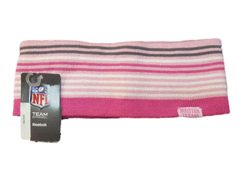 Shop Houston Texans Reebok WOMENS Pink Striped Acrylic Knit Ear Muff Ear Warmers - Sporting Up